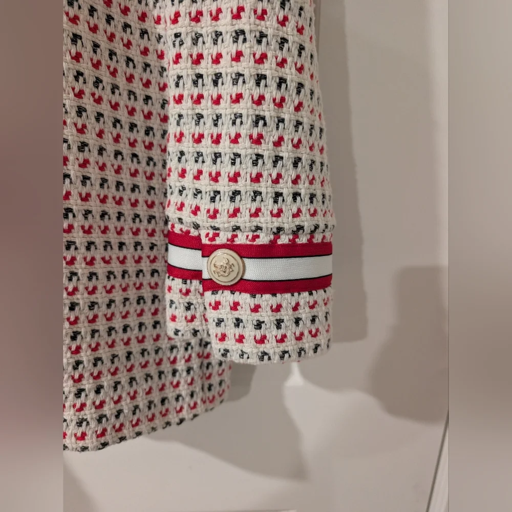 Maje Checked Cotton-Blend Tweed Jacket with Gold Crest Buttons - Picture 5 of 12